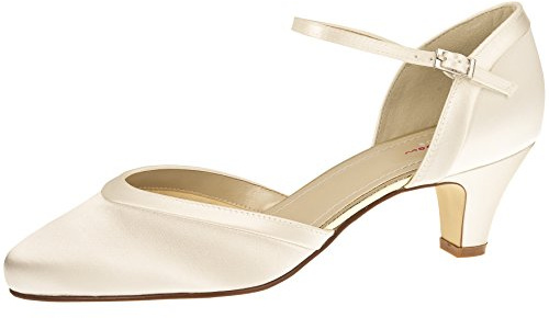 Rainbow Club Chaussures de mariées Letty - Escarpins, Coloris Ivoire crème, Satin, Bride, rembourrées et Confortables, Classiques T. 38.5 EU (5.5 UK)