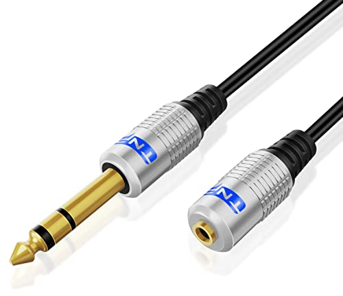 TNP 6,3 mm auf 3,5 mm Klinke Verlängerung Kabel, Aux Verlängerungskabel - 7,5m, für Kopfhörer Ampflifier Laptop, Stereo Audio Jack Klinkenkabel, 6,3 mm Klinkenstecker auf 3,5 mm Klinkenbuchse, schwar