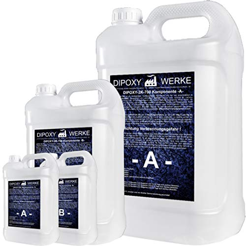 2,25kg Epoxidharz 2K Harz mit Härter EP Laminierharz in Profi Qualität Glasklar und geruchsarm Gießharz Epoxy UV Stab. für Holz Tisch Boden Aquarium Terra Formenbau GFK DIPOXY-2K-700
