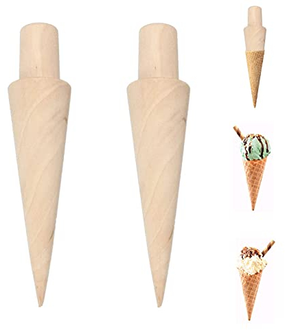 Waffelkegelroller Waffelhorn Holz Hörnchenformer Holz Eishörnchen Hörnchen Waffelhorn Waffeltüten Eiswaffelformer Form Hörnchen Former Kegel Holz Formen Eishörnchen Holz für Waffelhorn 2pcs