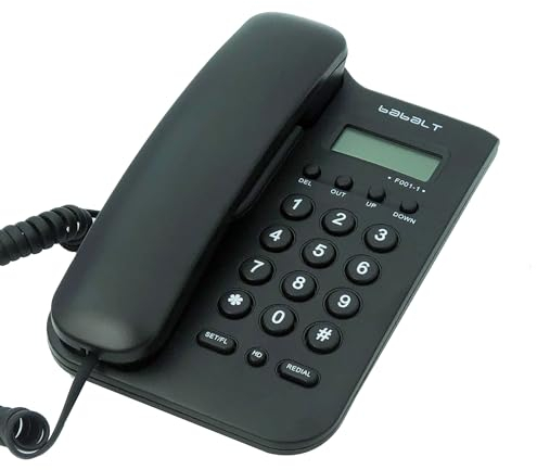 Corded Basic Landline Phone, TelPal FSK/DTMF Simple Caller ID Telephone with LCD Incoming Call Number Display, Small Desk/Wall Mountable Analog Phone for Home Office (Black)
