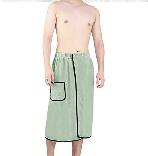 FakeFace Saunakilt Herren Saunahandtücher Weiches Badetuch Strandtuch Handtuch für Männer Saunasarong Frottee Kilt kurzer Schnitt, Gummizug, Super saugfähig, kein Farbverlust, schnelltrocknend