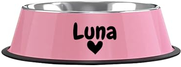 Cuencos personalizados para perros y gatos – Cuenco antideslizante de acero inoxidable para comida y agua para cachorros y gatitos grandes, medianos y pequeños (rosa)