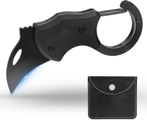 BANTI Couteau Pliant Couteaux de Poche avec Mousqueton Couteau de Chasse en Plein Mini Couteau Pliant EDC Couteau de Survie de Camping et Randonnée