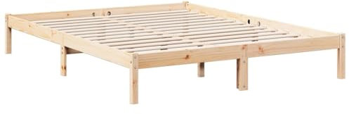 vidaXL Massivholzbett, Holzbett Extra Lang ohne Matratze, Bettgestell mit Lattenrost, Bett Doppelbett für Schlafzimmer, 140x220cm Kiefernholz