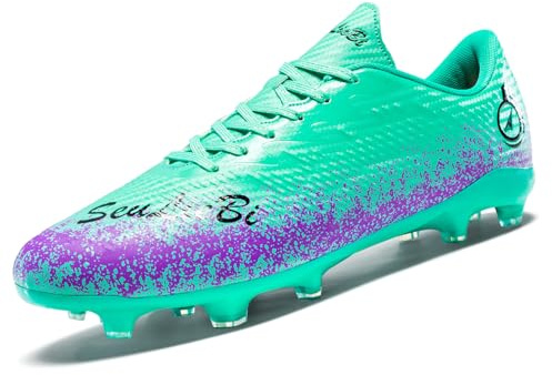 Unitysow Football Boots Men's Astro Turf Trainers Outdoor Football Shoes Kids Teenager Professional Athletics Soccer Shoes Sneakers,Green,9.5 UK