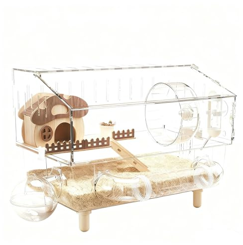 Grande Gabbia Per Criceti | Habitat Con Ruota Per Esercizio A Doppio Livello | Grande Gabbia Per Criceti | Per Appassionati Di Piccoli Animali, Per Casa E Interno, Per Viaggio, Per Lettiera, Gioco Ed