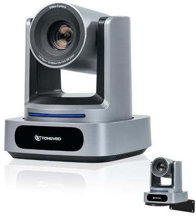 TONGVEO AI 4K PTZ kamera med autospårning, 10x optisk zoomvideokonferenskamera HDMI & USB 3.0-webbkamera för zoom, team, kyrka, gudstjänster, live-streaming, utbildning och långväga undervisning