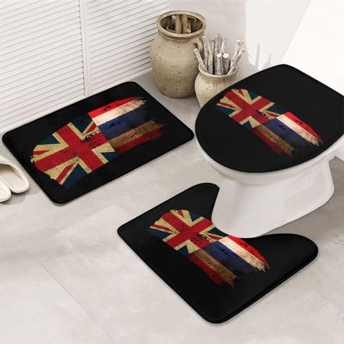 3 Piezas Juego De Alfombra De Baño Bandera Británica De Tailandia Alfombra De Ducha Cómoda Antideslizantes Alfombras De Cama, para Dormitorio, Cocina, Bathroom