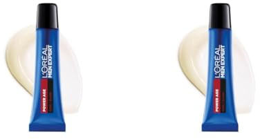 L'Oréal Crema para el contorno de ojos para hombre, Cuidado de ojeras con ácido hialurónico para combatir el envejecimiento, Para pieles secas y apagadas, Men Expert Power Age, 15ml (Paquete de 2)