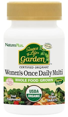 NaturesPlus Source of Life Garden Women's Daily - Organic Women Multivitamins Supplement, Energy and Immune Support - Iron, Vitamin D, Biotin, Maca and Cranberry - Vegan, Gluten Free - 30 Tablets