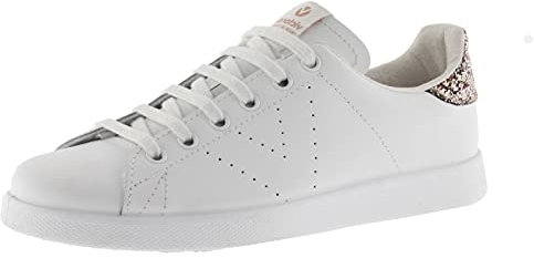 Victoria Basket Basse Tenis Cuir & Arrière Pailleté & Logo Perforé 1125104 pour Femme Rosa 37