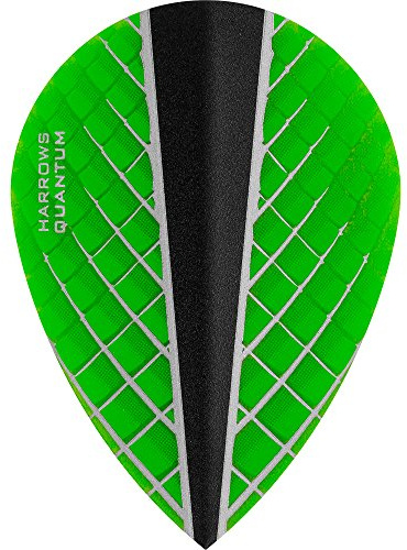Harrows Quantum X Dart Flights - 100 Micron - Pear - 3D Effect - 1 Set (3) (Green)