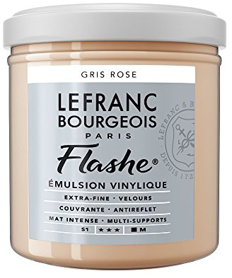 Lefranc Bourgeois 300589 Flashe akrylfärg och vinylfärg, högpigmenterad, elastisk, ljusäkta, åldringsbeständig, matt, för inomhus- och utomhusbruk, 125 ml kruka – grå-rosa