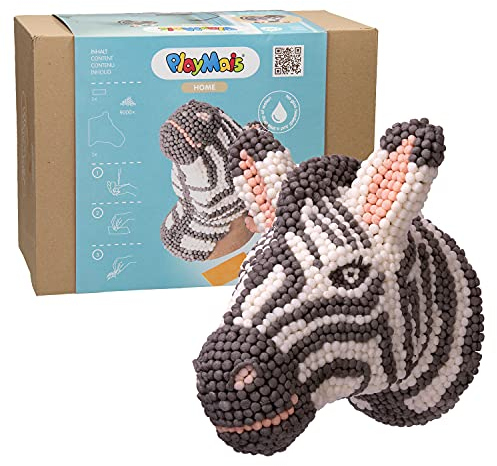 PlayMais Mosaic Home Zebra Wand-Dekoration zum Basteln | für Kinder ab 5 Jahren | 3D Zebrakopf aus 9000 Stück | Wanddeko fürs Kinderzimmer | Fördert Kreativität & Feinmotorik