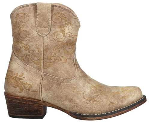 ROPER Femme Short Stuff Embroidery Snip Toe Cowboy Booties Botte de Western, Peau, 39 EU