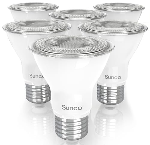 Sunco 6 Pack PAR20 LED Bulbs, Flood Light Bulb Outdoor, 500 LM, 7W (50W Equivalent), 3000K Warm White, E26 Medium Base, Dimmable, Track Lighting for Indoor/Outdoor Use, Wet Rated UL.