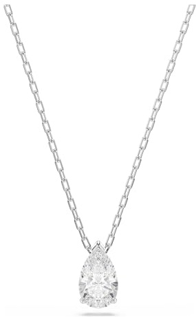 Swarovski Stilla Attract Halskette, Rhodinierte Damenkette mit Strahlendem Swarovski Kristall Anhänger