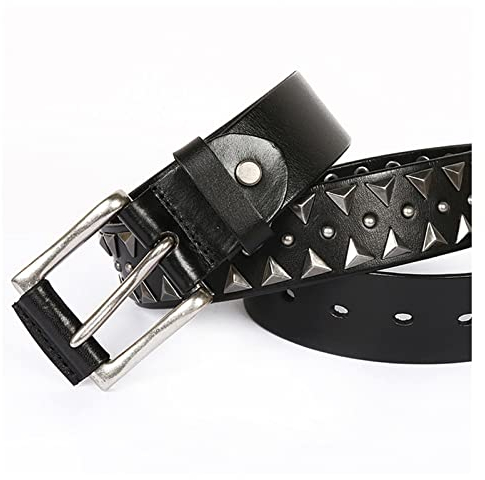 Herren Besetzte Casual Rindsleder Gürtel Für Jeans Punk Rock Nieten Gürtel Mit Schnalle Für Herren,Schwarz,105cm/41.3''
