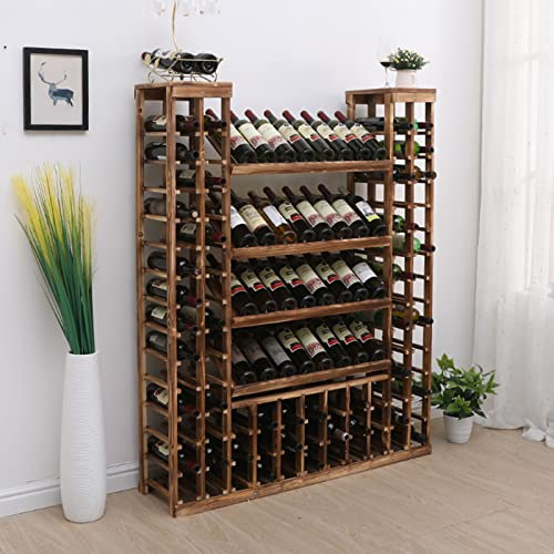 Portabottiglie Vino da terra - Scaffale per bottiglie di vino, armadietto divisorio per vetrine legno massello, espositore da piano, ripiano per organizer per vino per la casa/bar/banco,120*30*150cm