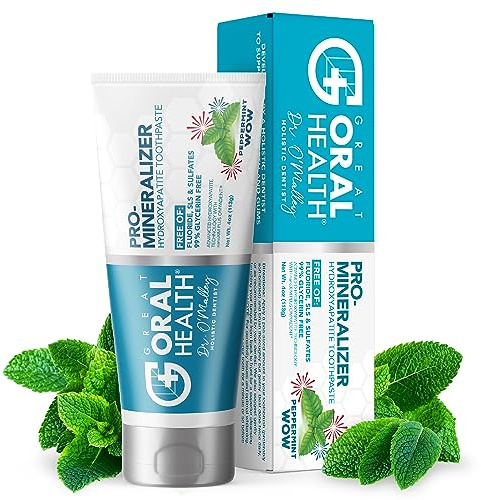 Pro-Mineralizer tandköttspasta peppermint - nano-hydroxiapatit och emaljstöd tandläkare med xylitol aloe vera och havssalt - anti-kavity fluorid fri nanohydroxiapatit tandläkare - formulerad