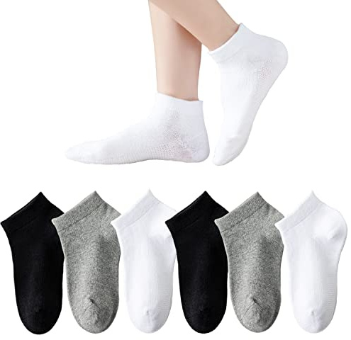 Marchare Chaussettes en coton coupe basse pour garçons/filles - Chaussettes d'école sans coutures - Lot de 6, 5-7 ans
