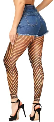 Fohevers Donne Senza Piedi Collant a Rete Pesca Collant alti aderente Collant a Rete senza Dita del Piede Pantys per Cosplay Vigilia di Ognissanti, Triangolo, Taglia unica