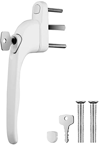 Neoteck 1 Piece Inline Window Handle Universal Espag Key Locking Lockable Double Glazing, Suitable for All Common Windows and Balcony Doors