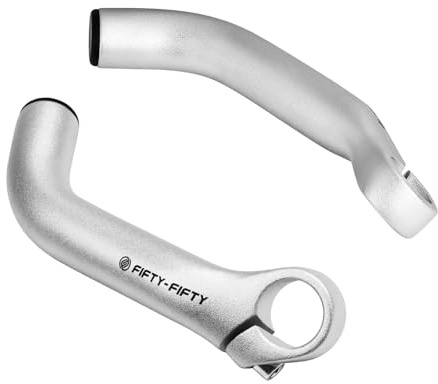 FIFTY-FIFTY Bike Bar Ends, Aluminum Alloy Mountain Bike Handlebar Ends | Durable MTB Bar Extender, Compatible with 22.2mm diameter Bicycle Bar, Ergonomic design, Easy to Install (Brushed Silver)