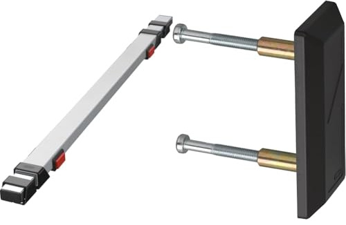 ABUS Tür-Panzerriegel PR1400, silber, 10254 & Befestigungs-Set PA1018, für Panzerriegel, schwarz, 10661