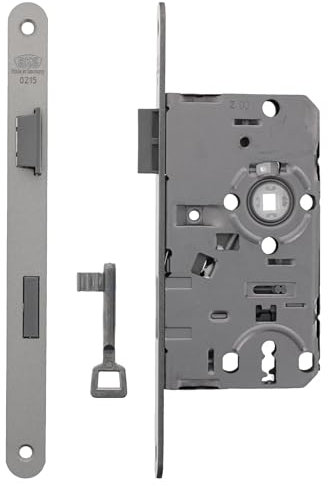 ToniTec Einsteckschloss Buntbart Rechts Zimmertür Schloss Falle + Riegel Dorn 55 mm Stulp 20 mm