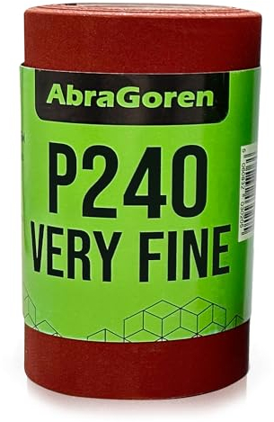 Rotolo di carta vetrata molto fine P240, 11,5 cm x 5 m, carta vetrata per legno e pareti, grana 240