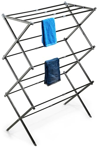 KADAX Essiccatore pieghevole, stendibiancheria in piedi estensibile, stendibiancheria a fisarmonica, stendibiancheria in piedi, stendibiancheria torre pieghevole (74x104,5 cm)