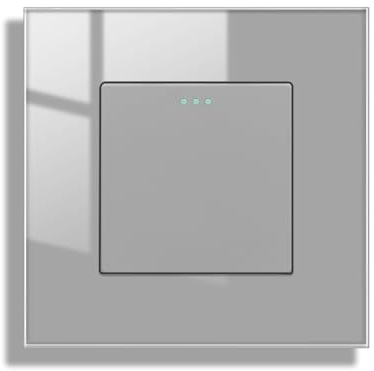 JIMEIDA Lichtschalter Grau Unterputz 1 Fach 1 Weg Glas Lichtschalter Taste Schalter Wandschalter Kristall Kippschalter 86*86MM,10 Amp,250 V