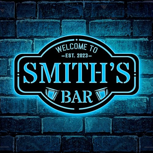 Lampes en bois à LED personnalisées pour bar et pub - Panneau personnalisé, décoration de grotte masculine, panneau de patio intérieur, art mural en métal personnalisé
