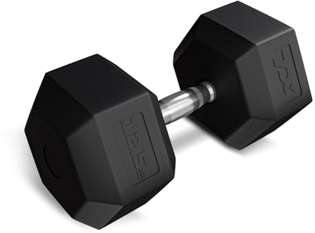 TREX SPORT Hexagon Hanteln | gummierte Kurzhanteln 2,5kg-20kg mit verchromtem Griff | Hanteln Dumbbells (1x12,5 kg)