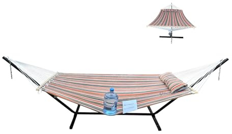 GOCAN Hamac double en tissu matelassé qui ne se retournera pas avec support et barres d'écartement, plus sûr et plus robuste, hamacs de qualité pour extérieur, intérieur, patio, cour