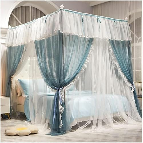 Quadrangle Post Överkast med fäste, Court Style Princess Room Sänggardin Myggnät (färg: Grön, Storlek: 150X200cm/59X79tum) (Färg: Grön, Storlek: 200X220cm)