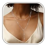 CASSIECA Y Collar Plata en Capas para Mujeres, Dainty Plata en Collares Largos Moda Zirconia Colgante Collares Joyería de Moda para Las Mujeres Regalo