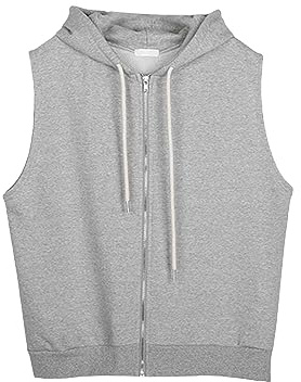 Générique Felpa senza maniche da donna, con cappuccio, leggero, con cerniera, con coulisse, con cappuccio, casual, per uso quotidiano, cappotti per la casa, tinta unita, grigio, L