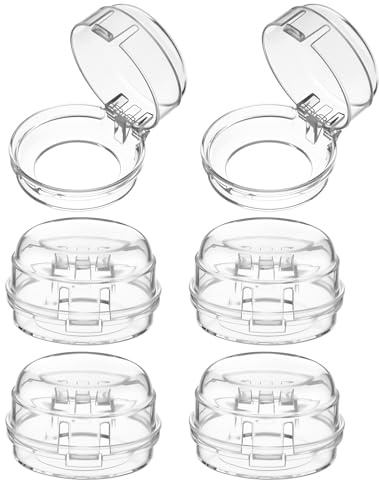 6 Pack Stove Knob Safety Covers for Child Baby Proof Clear Gas Stove Knob Covers with Adhesive Universal Size Kitchen Oven Knob Locks