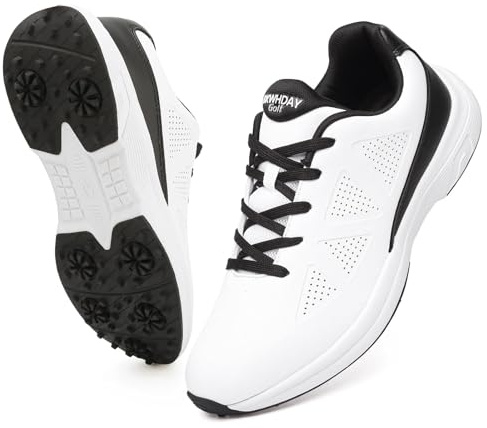 Golf Shoes for Men Spikeless Water Resistant Trainers | Triangular ventilation zones lightweight feel and rubber traction outsole for summer practice and full rounds