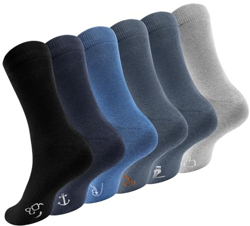 OSDUE Mens Bamboo Socks, 6 Pairs Men's Bamboo Socks Multipack, Elastic Soft Top Socks Anti Sweat, Classic Dress Sock Breathable Seamless Soft for Everyday Business Casual Sports