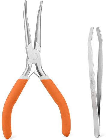 2 PCS Fish Bone Tweezers Pliers Kit, Stainless Steel Fish Deboning Tool, Flat Pliers for Kitchen All Kinds of Fishes
