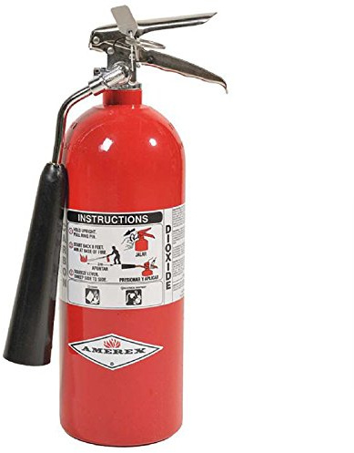 Amerex 322 5lb CO2 Fire Extinguisher with Chrome Plated Brass Valve and Wall Hanger