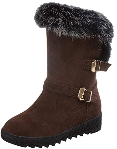 Susenstone Bottes Fourees De Neige Femme Hiver Chaud ÉPais En Coton Mode Pas Cher Bottines Impermeables Velours Talon Plates Ankle Boots