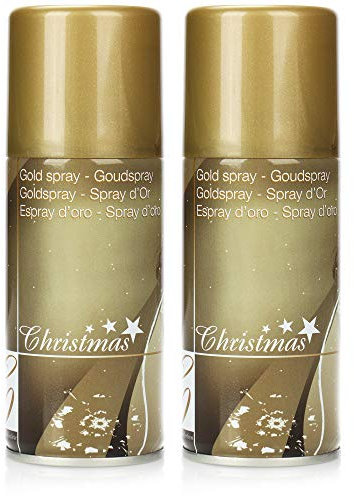 com-four® 2x Pintura decorativa en aerosol dorada - Spray de laca transparente para decoración y manualidades - pintura en spray de color dorado para decoración (2 piezas - spray/color dorado)