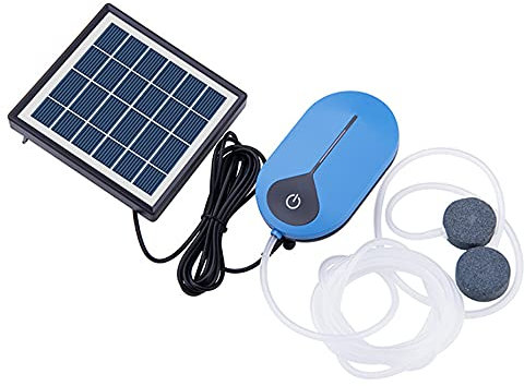 ZTBGY Aérateur solaire portable / oxygéneur pour bassin et aquarium - Pompe à air étanche - Aérateur de piscine - Avec tube d'oxygène et pierre à bulles - Batterie haute capacité intégrée de 3600 mAh