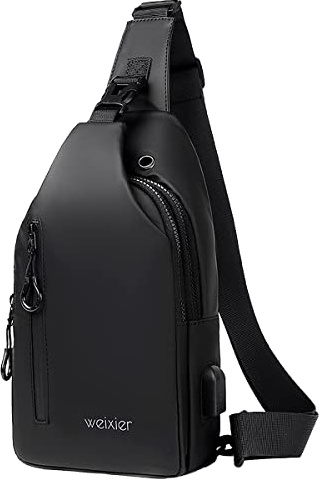 Bolsa de Pecho Mochila con Honda para Hombre Casual Sling Bag de Hombro Impermeable Crossbody Mochila Sling Bandolera con Puerto de Carga USB (negro)