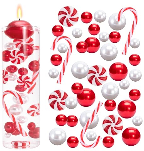 YTTYXGS 6075 Pieces Christmas Vase Filler Water Beads Floating Pearls and Candy Water Gel Beads for Vase Filler Table Centerpieces Christmas Party Decoration Suitable for 3 vases